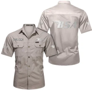 British-Style Motorcycle Exclusive Logo Short Sleeved Shirt, Gift For British-Style Motorcycle Enthusiasts CAR444 - Beige