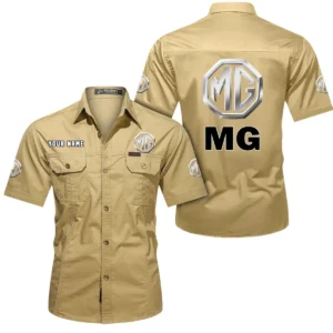 Compact Roadster Exclusive Logo Short Sleeved Shirt, Gift For Compact Roadster Enthusiasts CAR444 - Khaki
