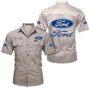 Utility Vehicle Exclusive Logo Short Sleeved Shirt, Gift For Utility Vehicle Enthusiasts CAR444 - Beige