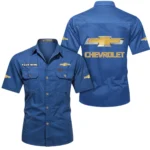 Classic American Vehicle Exclusive Logo Short Sleeved Shirt, Gift For Classic American Vehicle Enthusiasts CAR444 - Cowboy Blue