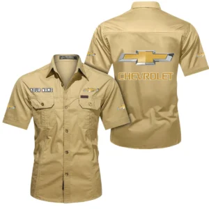 Popular US Car Exclusive Logo Short Sleeved Shirt, Gift For Popular US Car Enthusiasts CAR444 - Khaki