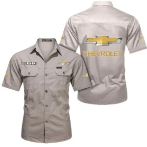 American Ride Exclusive Logo Short Sleeved Shirt, Gift For American Ride Enthusiasts CAR444 - Beige