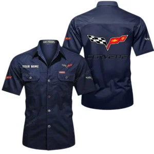 Modern Muscle Car Exclusive Logo Short Sleeved Shirt, Gift For Modern Muscle Car Lovers CAR444 - Dark Blue