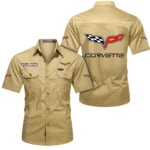 American Muscle Exclusive Logo Short Sleeved Shirt, Gift For American Muscle Lovers CAR444 - Khaki