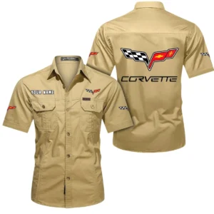 American Muscle Exclusive Logo Short Sleeved Shirt, Gift For American Muscle Lovers CAR444 - Khaki