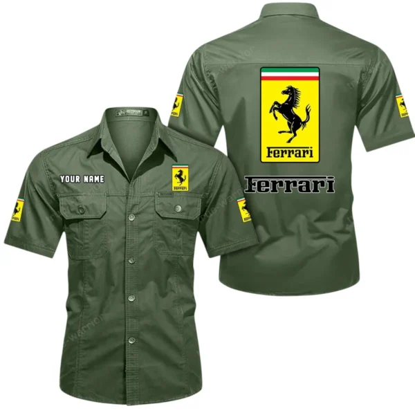 Exotic Sports Car Exclusive Logo Short Sleeved Shirt, Gift For Exotic Sports Car Enthusiasts CAR444 - Army Green