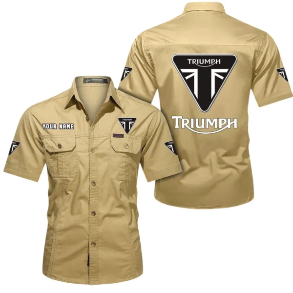 Retro Racer  Exclusive Logo Short Sleeved Shirt, Gift For Retro Racer  Lovers CAR444 - Khaki