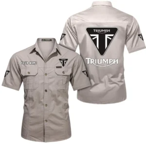 Heritage Ride Exclusive Logo Short Sleeved Shirt, Gift For Heritage Ride Lovers CAR444 - Beige