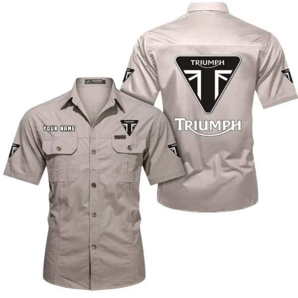 Heritage Ride Exclusive Logo Short Sleeved Shirt, Gift For Heritage Ride Lovers CAR444 - Beige