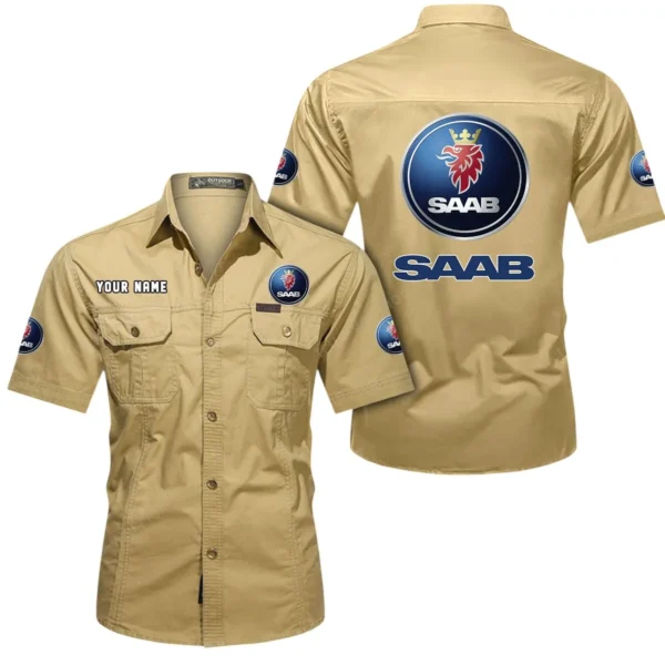 Compact Sedan Exclusive Logo Short Sleeved Shirt, Gift For Compact Sedan Lovers CAR444 - Khaki