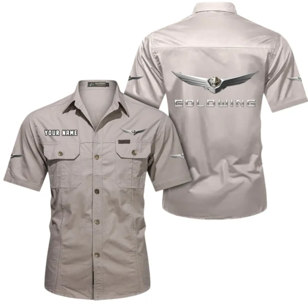 Adventure Motorbike Exclusive Logo Short Sleeved Shirt, Gift For Adventure Motorbike Lovers CAR444 - Beige