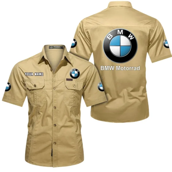 Enduro Motorbike Exclusive Logo Short Sleeved Shirt, Gift For Enduro Motorbike Enthusiasts CAR444 - Khaki