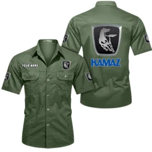 Heavy Truck Exclusive Logo Short Sleeved Shirt, Gift For Heavy Truck Enthusiasts CAR444 - Army Green