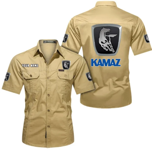 Commercial Lorry Exclusive Logo Short Sleeved Shirt, Gift For Commercial Lorry Lovers CAR444 - Khaki