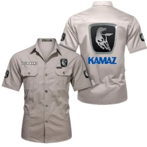 Long-Haul Truck Exclusive Logo Short Sleeved Shirt, Gift For Long-Haul Truck Lovers CAR444 - Beige