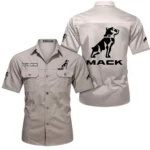 Tractor-Trailer Exclusive Logo Short Sleeved Shirt, Gift For Tractor-Trailer Enthusiasts CAR444 - Beige