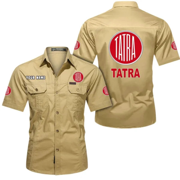 Utility Vehicle Exclusive Logo Short Sleeved Shirt, Gift For Utility Vehicle Enthusiasts CAR444 - Khaki