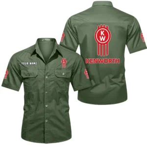 Heavy Truck Exclusive Logo Short Sleeved Shirt, Gift For Heavy Truck Enthusiasts CAR444 - Army Green