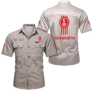 Logistics Truck Exclusive Logo Short Sleeved Shirt, Gift For Logistics Truck Lovers CAR444 - Beige
