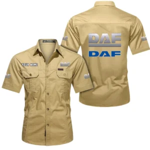 Tractor-Trailer Exclusive Logo Short Sleeved Shirt, Gift For Tractor-Trailer Enthusiasts CAR444 - Khaki