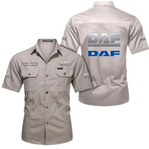 Logistics Truck Exclusive Logo Short Sleeved Shirt, Gift For Logistics Truck Enthusiasts CAR444 - Beige