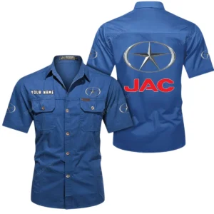 Heavy-Duty Truck Exclusive Logo Short Sleeved Shirt, Gift For Heavy-Duty Truck Lovers CAR444 - Cowboy Blue