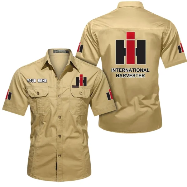Utility Tractor Exclusive Logo Short Sleeved Shirt, Gift For Utility Tractor Lovers CAR444 - Khaki
