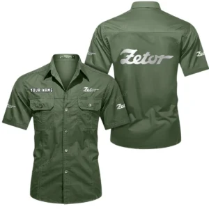 Agricultural Tractor Exclusive Logo Short Sleeved Shirt, Gift For Agricultural Tractor Enthusiasts CAR444 - Army Green