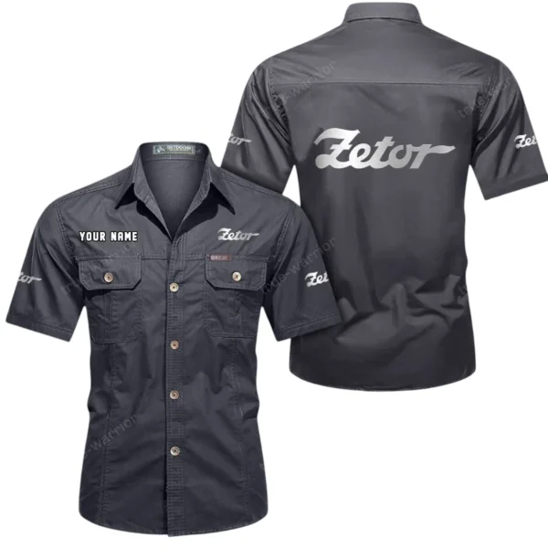 Plowing Tractor Exclusive Logo Short Sleeved Shirt, Gift For Plowing Tractor Enthusiasts CAR444 - Gray