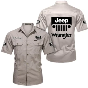 Utility 4x4 Manufacturer Exclusive Logo Short Sleeved Shirt, Gift For Utility 4x4 Manufacturer Enthusiasts CAR444 - Beige