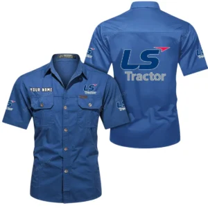 Farm Tractor Exclusive Logo Short Sleeved Shirt, Gift For Farm Tractor Enthusiasts CAR444 - Cowboy Blue