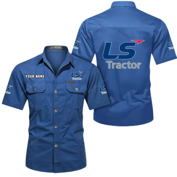 Farm Tractor Exclusive Logo Short Sleeved Shirt, Gift For Farm Tractor Enthusiasts CAR444 - Cowboy Blue