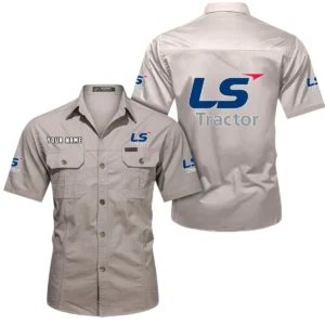 Crop Tractor Exclusive Logo Short Sleeved Shirt, Gift For Crop Tractor Enthusiasts CAR444 - Beige