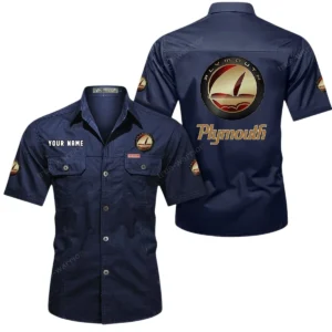 Vintage Car Exclusive Logo Short Sleeved Shirt, Gift For Vintage Car Enthusiasts CAR444 - Dark Blue