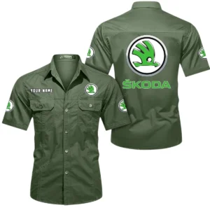 Practical Hatchback  Exclusive Logo Short Sleeved Shirt, Gift For Practical Hatchback  Enthusiasts CAR444 - Army Green