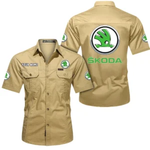 Passenger Car  Exclusive Logo Short Sleeved Shirt, Gift For Passenger Car  Enthusiasts CAR444 - Khaki