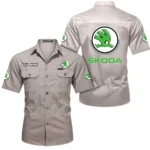 City-Friendly Automobile Exclusive Logo Short Sleeved Shirt, Gift For City-Friendly Automobile Enthusiasts CAR444 - Beige