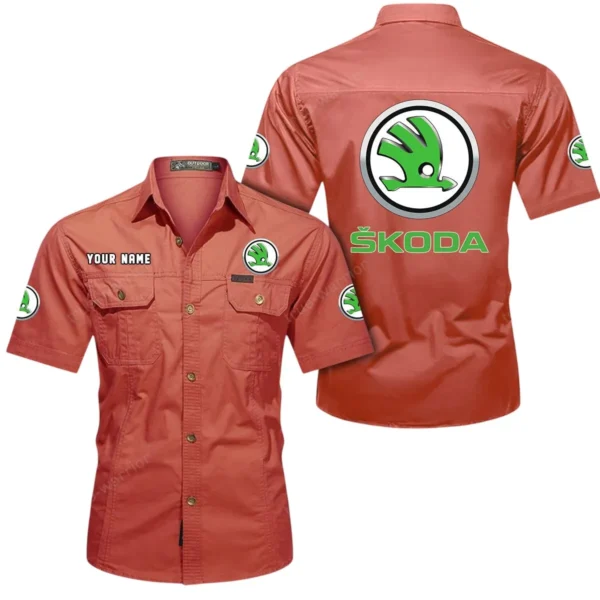Czech Automobile  Exclusive Logo Short Sleeved Shirt, Gift For Czech Automobile  Enthusiasts CAR444 - Red