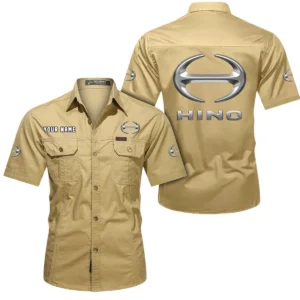 Tractor-Trailer Exclusive Logo Short Sleeved Shirt, Gift For Tractor-Trailer Enthusiasts CAR444 - Khaki