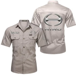 Logistics Truck Exclusive Logo Short Sleeved Shirt, Gift For Logistics Truck Enthusiasts CAR444 - Beige