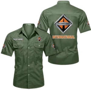 Heavy Truck Exclusive Logo Short Sleeved Shirt, Gift For Heavy Truck Enthusiasts CAR444 - Army Green