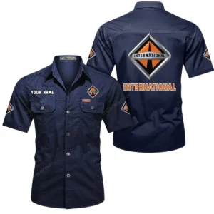 Freight Truck Exclusive Logo Short Sleeved Shirt, Gift For Freight Truck Enthusiasts CAR444 - Dark Blue