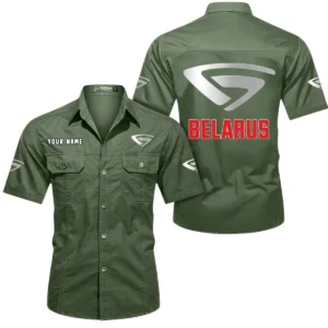 Farm Tractor Exclusive Logo Short Sleeved Shirt, Gift For Farm Tractor Enthusiasts CAR444 - Army Green