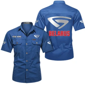 Heavy-Duty Tractor Exclusive Logo Short Sleeved Shirt, Gift For Heavy-Duty Tractor Enthusiasts CAR444 - Cowboy Blue