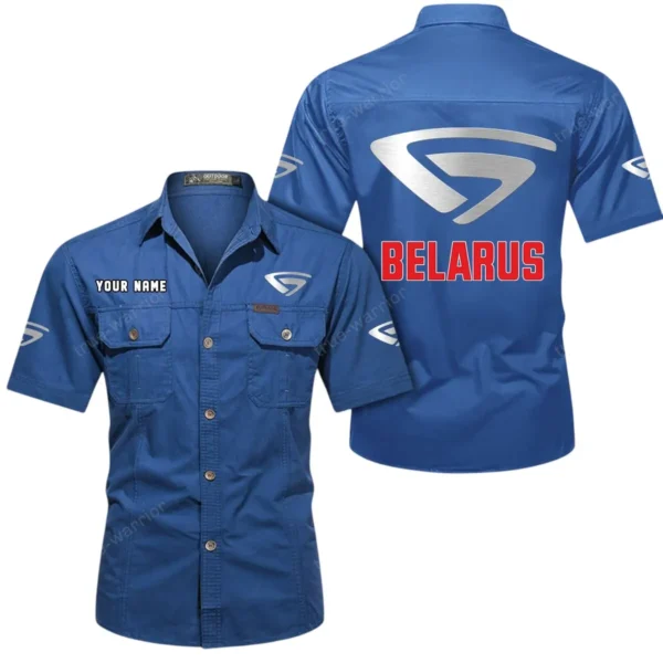 Heavy-Duty Tractor Exclusive Logo Short Sleeved Shirt, Gift For Heavy-Duty Tractor Enthusiasts CAR444 - Cowboy Blue