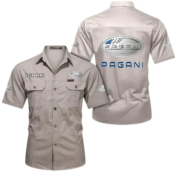 Premium Sports Sedan Exclusive Logo Short Sleeved Shirt, Gift For Premium Sports Sedan Enthusiasts CAR444 - Beige
