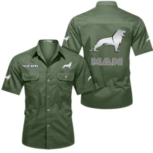 Heavy Truck Exclusive Logo Short Sleeved Shirt, Gift For Heavy Truck Enthusiasts CAR444 - Army Green