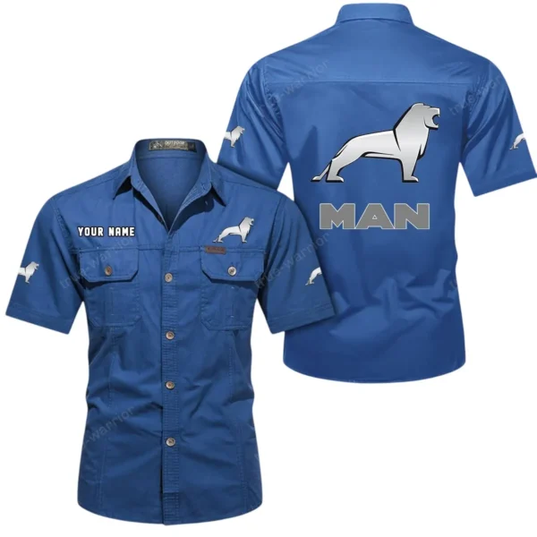 Cargo Hauler Exclusive Logo Short Sleeved Shirt, Gift For Cargo Hauler Enthusiasts CAR444 - Cowboy Blue