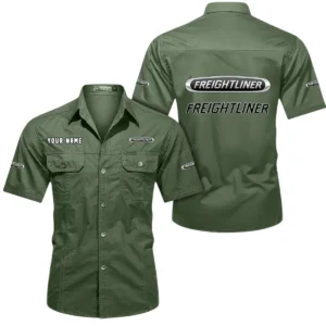 Heavy-Duty Truck Exclusive Logo Short Sleeved Shirt, Gift For Heavy-Duty Truck Lovers CAR444 - Army Green