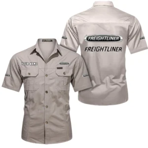 Logistics Truck Exclusive Logo Short Sleeved Shirt, Gift For Logistics Truck Lovers CAR444 - Beige